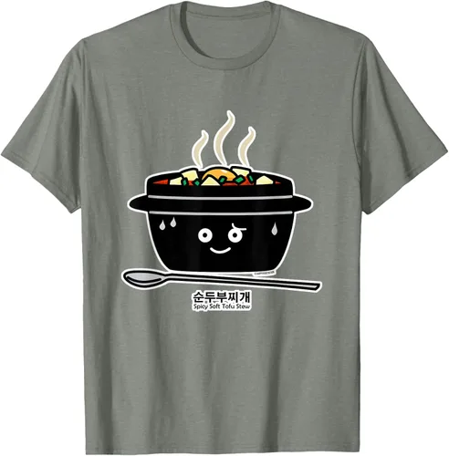 Vista 75 de Sopa coreana de guiso de tofu suave picante Sundubu jjigae huevo caliente, gris, S Negro