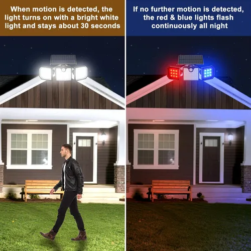 Vista 2 de Aolyty Luces solares con sensor de movimiento, luces estroboscópicas solares impermeables IP65, luces de pared estroboscópicas - Blanco