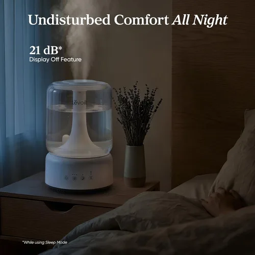 Vista 5 de LEVOIT Humidificadores para dormitorio, habitación grande de 4.2 L con 21 dB, hasta 42 horas de funcionamiento, piezas aptas para lavavajillas