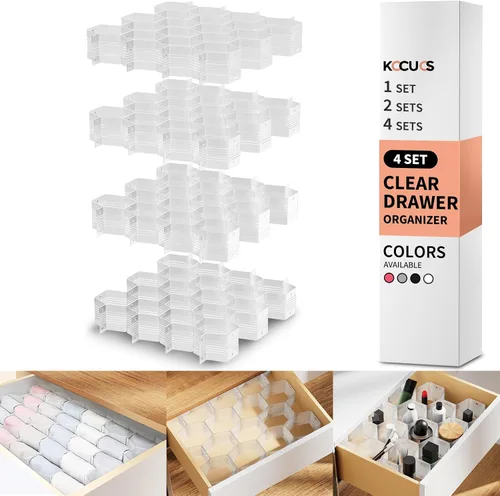 Vista 7 de Separador de panal de abejas, organizador de cajones ajustable para ropa interior, cinturón, bufanda, calcetines (negro (1 unidad)