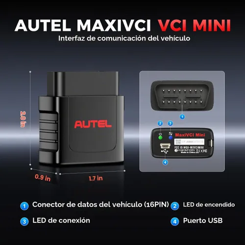 Vista 8 de Autel Interfaz de diagnóstico de MaxiSys MaxiVCI VCI Mini Bluetooth OBD2