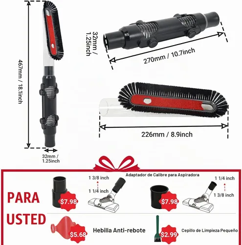 Vista 2 de EZ SPARES Kit de cepillo de polvo multiángulo de 1.260 in, bloqueo de 180° Negro