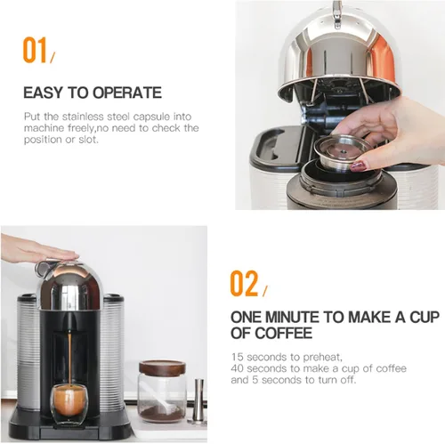 Vista 5 de ZEZEFUFU Cápsulas de café recargables de repuesto de cápsulas de café de acero inoxidable para Nespresso Vertuo Plus Series