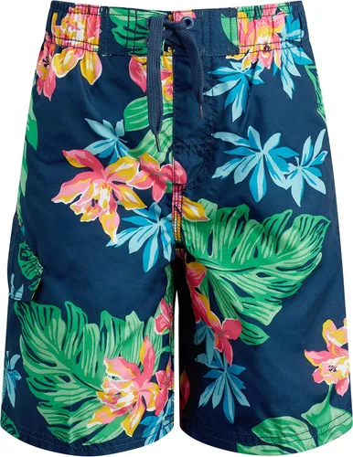 Vista 6 de Kanu Surf Boys' Tahiti Boys Swim Trunks with UPF 50+ Sun Protection-Quick Dry Boys Swimsuit Baja Azul Marino/Verde