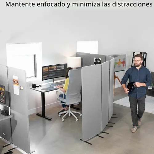 Vista 6 de VIVO Panel de privacidad independiente de 72 x 66 pulgadas, divisor de cubículo, partición acústica de pared, 3 paneles de 24 pulgadas, gris