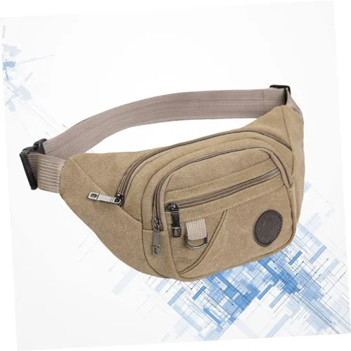 Vista 4 de BESPORTBLE Riñonera de lona de moda Riñonera unisex Riñonera ajustable Riñonera de moda Riñonera, Caqui, Centímetro