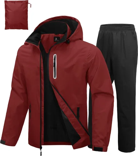 Vista 6 de Traje de lluvia de golf impermeable para hombre, equipo de lluvia, chaqueta y pantalón para exteriores, ligero, impermeable con capucha Pantalones
