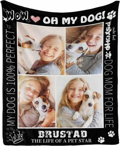 Vista 17 de InterestPrint Manta de perro personalizada en memoria amorosa de la pérdida con imágenes y nombre, regalo personalizado de recuerdo de condolencias