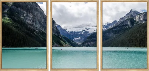 Vista 23 de SIGNWIN Lienzo enmarcado para pared, juego de decoración de guardería de bosques, niebla y niebla sobre bosque de montaña oscura, naturaleza, arte