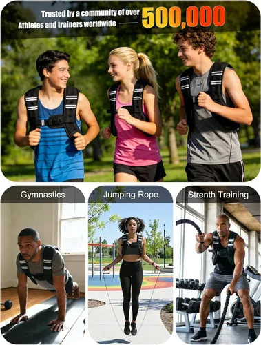 Vista 8 de Henkelion - Chaleco con peso para hombres, mujeres y niños, pesos incluidos, chalecos de peso corporal ajustables para correr, entrenamiento