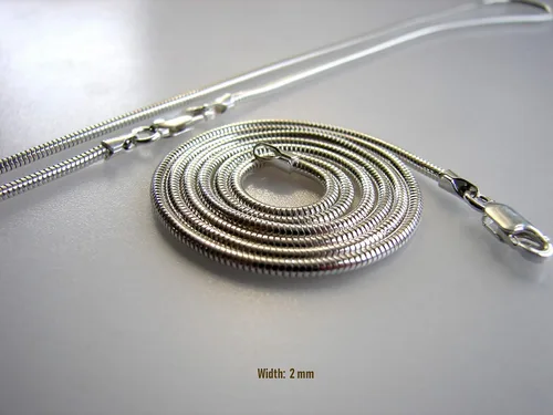 Vista 6 de Collar de cadena de serpiente flexible de plata de ley 925, redondo de plata maciza