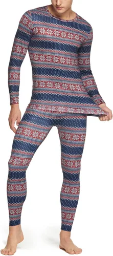 Vista 3 de TSLA Conjunto de ropa interior térmica para hombre, pantalones largos con forro polar suave, capa base cálida de invierno, parte superior e inferior