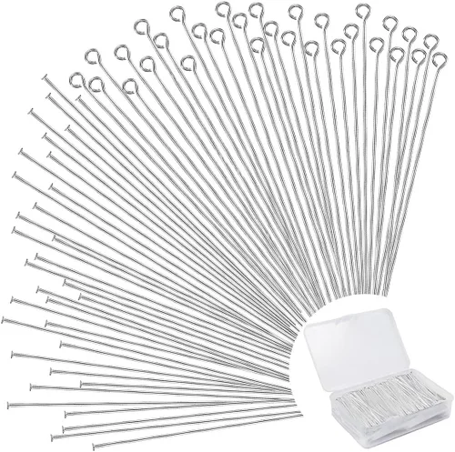 Vista 13 de 600 Piezas Alfileres de Cabeza Plana de Ojo de 2 Pulgadas para Hacer Joyas DIY, Alfileres de Cabeza Rectos de Bronce y Metal Negro para Manualidades