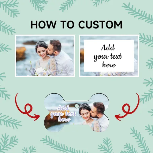 Vista 3 de Adornos de Navidad personalizados con foto, 1-150 paquetes de imágenes de texto con nombre de logotipo personalizado para bodas de Navidad