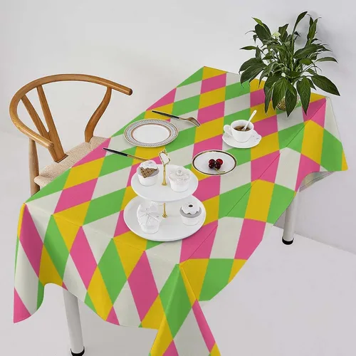 Vista 32 de Mantel retro moderno de mediados de siglo, diseño de colores retro de los años 50, resistente al agua, mantel lavable para cocina, comedor, fiesta
