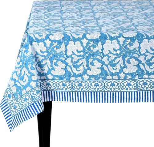 Vista 83 de Ridhi Mantel rectangular con estampado de bloque de mano verde espárragos Espárragos Verde Gadd