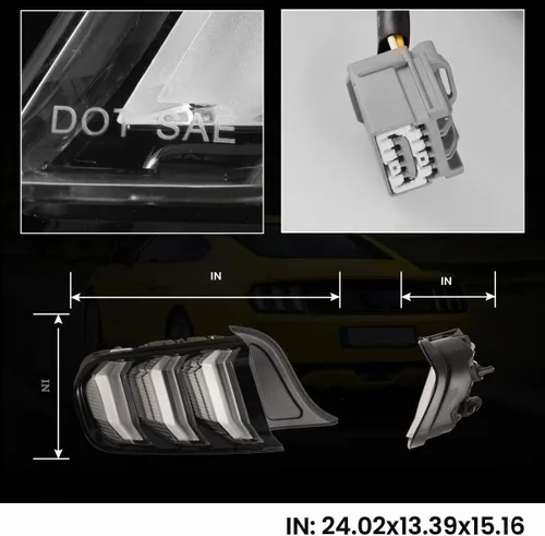 Vista 6 de Nixon Offroad Conjunto de luces traseras LED para Ford Mustang 2015-2023, estilo Euro, par de luces traseras LED Mustang con intermitentes