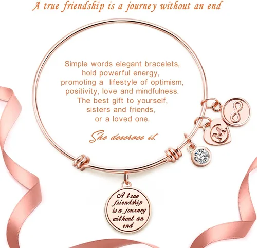 Vista 3 de Una verdadera amistad es una joya sin un fin para mujer pulsera de regalo