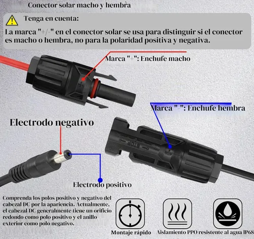 Vista 3 de Adaptador solar macho y hembra a DC 0.217 in x 0.083 in Cable de extensión de energía solar macho para panel solar y conector de generador portátil