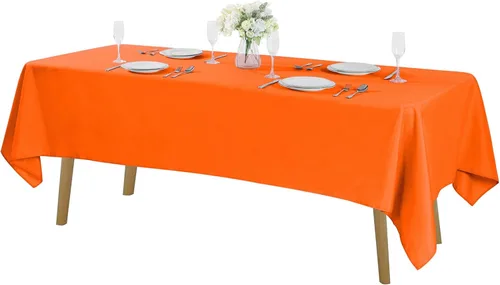 Vista 29 de Mantel rectangular de tela de poliéster lavable de 60 x 120 pulgadas, para decoración de bodas, fiestas, comedores, banquetes