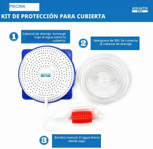 Vista 4 de Aquatix Pro kit de secador de alberca para suelo con cubierta sifón y bomba y manguera de 16 pies