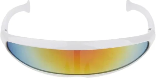 Vista 2 de Gafas de sol futuristas estrechas cíclopes robot espacial disfraz de color blanco color blanco