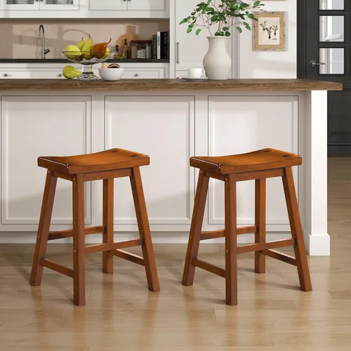 Vista 10 de Lexicon Finnian Saddle - Juego de 2 taburetes de madera maciza, taburetes de cocina para comedor, asientos de silla de mostrador sin brazos, Arena