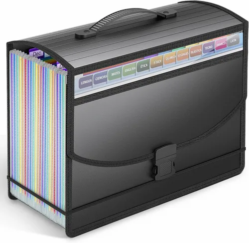 Vista 8 de Carpeta de archivos expandible con asa, organizador de documentos portátil con 13 bolsillos, organizador de documentos portátil, organizador