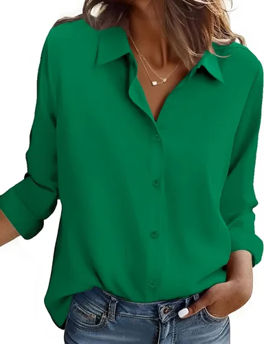Vista 28 de ZEAGOO Camisa de manga larga con botones para mujer, blusas con estampado floral, trajes de trabajo casuales de negocios, tallas S-XXL
