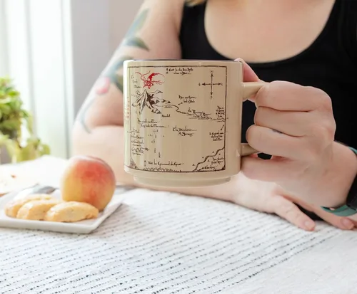 Vista 6 de Taza de cerámica con mapa de La Comarca de El Hobbit Taza de café para espresso, té, cacao Capacidad de 13 onzas