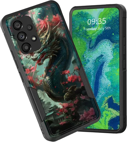 Vista 77 de Funda protectora para Galaxy A13 5G, doble capa híbrida resistente a prueba de golpes, policarbonato duro, silicona suave, TPU, funda protectora