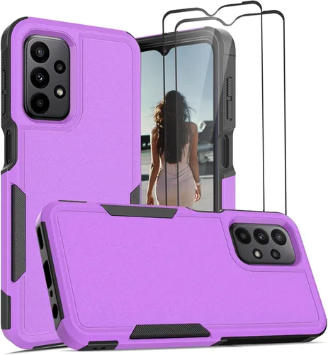 Vista 335 de Jeylly Compatible con Samsung Galaxy A22 5G Funda, Funda Samsung A22 5G con 2pcs protectores de pantalla de vidrio templado