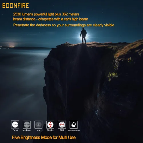 Vista 8 de MX77 Linterna táctica LED de 2530 lúmenes, aplicación de la ley, 390 yardas de distancia de haz USB-C linterna de bolsillo recargable con batería