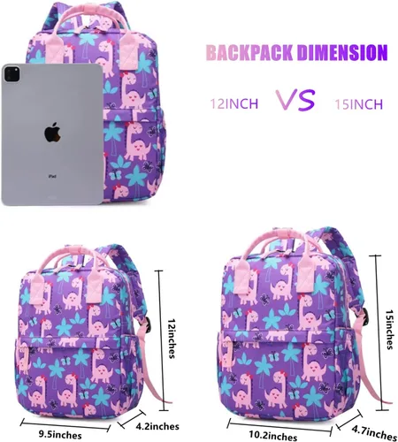 Vista 3 de Linda mochila preescolar para niños pequeños, mochila escolar de dinosaurio, unicornio para niñas, niños, guardería, bolsa de viaje, Dinosaurio