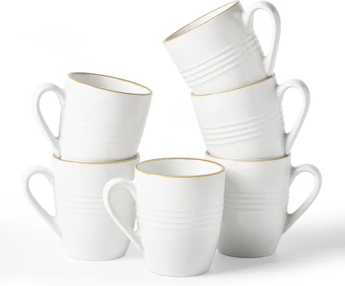 Vista 14 de Juego de Tazas de Café Famiware, Juego de 4 Tazas de 13 oz, Tazas de Gres para Café con Leche, Té Caliente, Mocha, Cacao, Capuchino, Aptas