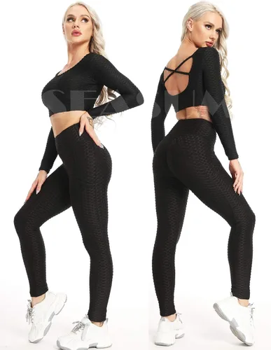 Vista 83 de SEASUM - Pantalones de yoga de cintura alta para mujer, con control de abdomen y realce de glúteos, leggings favorecedores para entrenar y correr