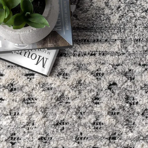 Vista 7 de nuLOOM Lira - Alfombra geométrica texturizada con borlas, 4 x 6, color gris
