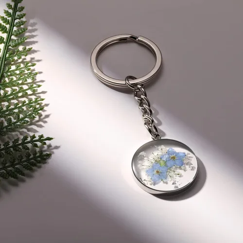 Vista 3 de Pressed Flower Keychain Charms Forget-Me-Not Keychain Personalized Handmade Keychain Gifts for Her