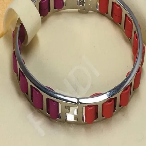 Vista 3 de Fendi The Fendista 880923 - Pulsera de piel color naranja fucsia