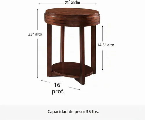 Vista 3 de Leick Home Teo - Mesa auxiliar ovalada, 21 pulgadas, cereza chocolate