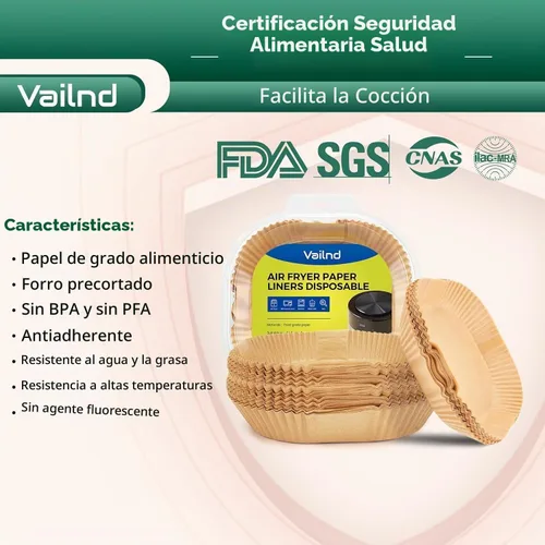 Vista 8 de 400 Forros de Papel para Freidora de Aire, Forros Cuadrados de 6.5" para Freidora de Aire Desechables, Papel Pergamino Resistente para Canasta