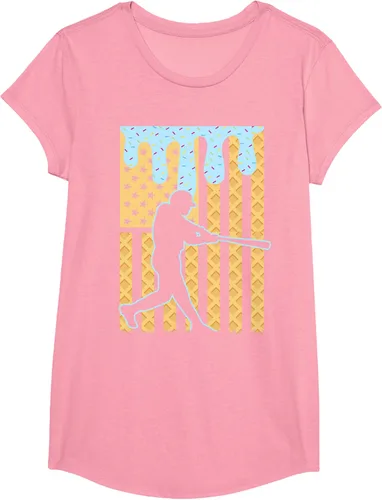 Vista 102 de Camiseta de béisbol Drip Boys Dripping Ice Cream Baseball American Flag, Negro -, Pequeña