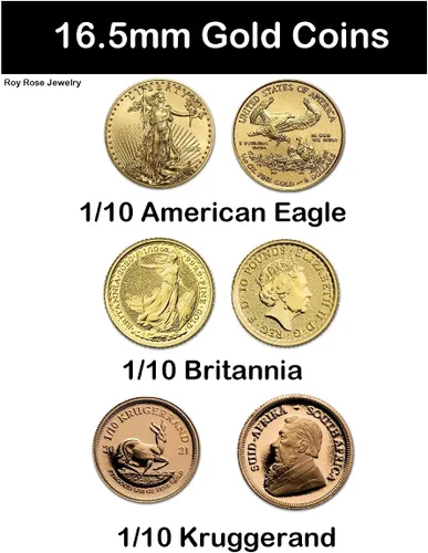 Vista 5 de Colgante de bisel de moneda de oro, 0.630 in, 0.669 in, 0.827 in, tamaño de moneda, diseño de marco ancho de círculos concéntricos, oro amarillo