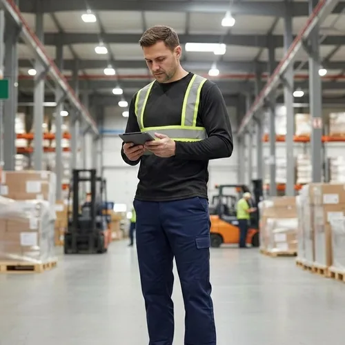 Vista 2 de HYCOPROT Hi Vis - Camisas de seguridad de manga larga de alta visibilidad, camisa reflectante para hombres y mujeres, camiseta de construcción