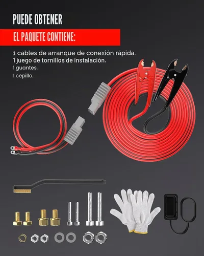 Vista 7 de NoOne cables de arranque resistentes para camiones diésel - cables de batería de refuerzo de calibre 1 y 25 pies extra largos con kit de instalación
