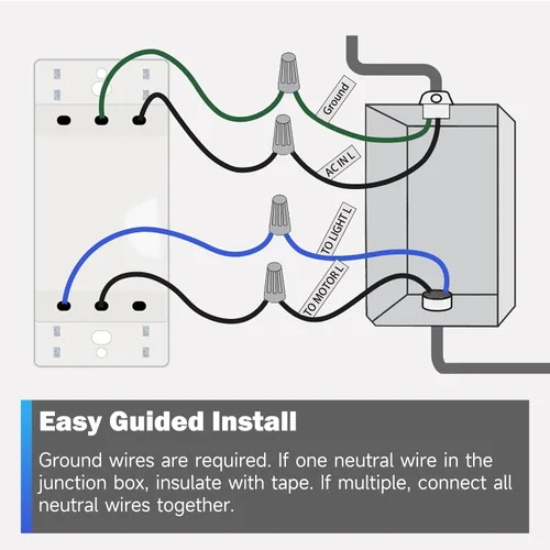 Vista 8 de Control universal de ventilador de techo e interruptor de luz regulador, control de pared de 4 velocidades, combo de ventilador de un solo polo e