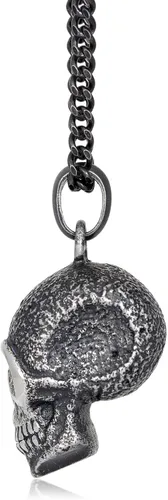 Vista 8 de Metro Jewelry Collar con colgante de calavera chapada en iones de diamante negro para hombres en acero inoxidable de 24 pulgadas con cadena redonda