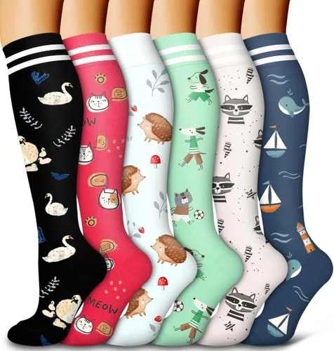 Vista 21 de Bluemaple Paquete de 6 calcetines de compresión de cobre para mujeres y hombres, el mejor apoyo para médicos, correr, enfermería, atletismo