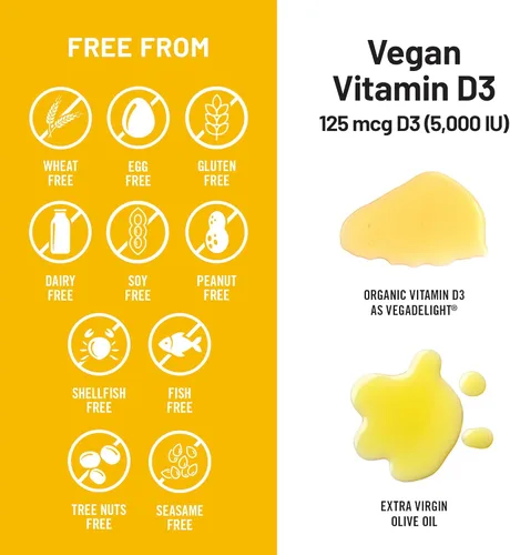Vista 5 de NatureWise Vitamina D3 vegana 5000iu (125 mcg) D3 de liquen - Apoya el sistema inmunológico, muscular y la salud ósea, alta absorción con aceite