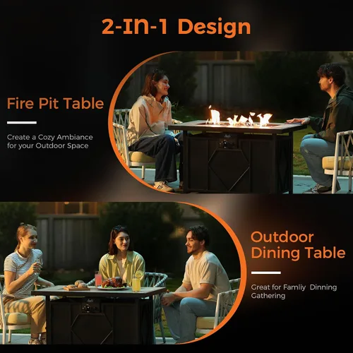 Vista 7 de BALI OUTDOORS - Mesa rectangular de gas propano para hoguera (42 pulgadas, 60.000 BTU)
